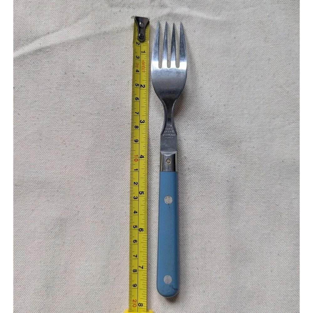 Vintage WF Mardi Gras Sky Blue Stainless Flatware Silverware Dinner Fork 7.5